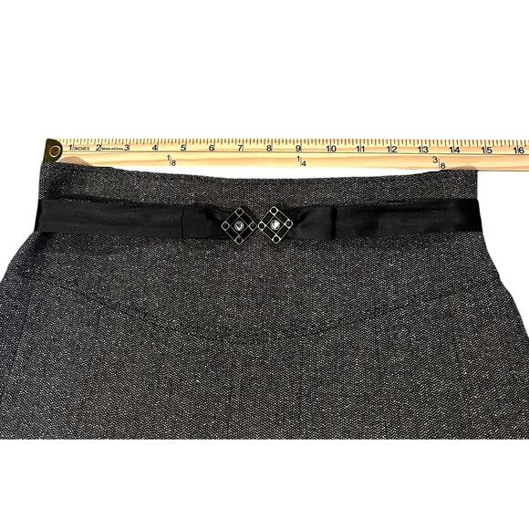 Rebecca Taylor WoolBlend ALine Skirt Gray Size 10 Satin Waistband Jeweled Accent - Picture 4 of 10